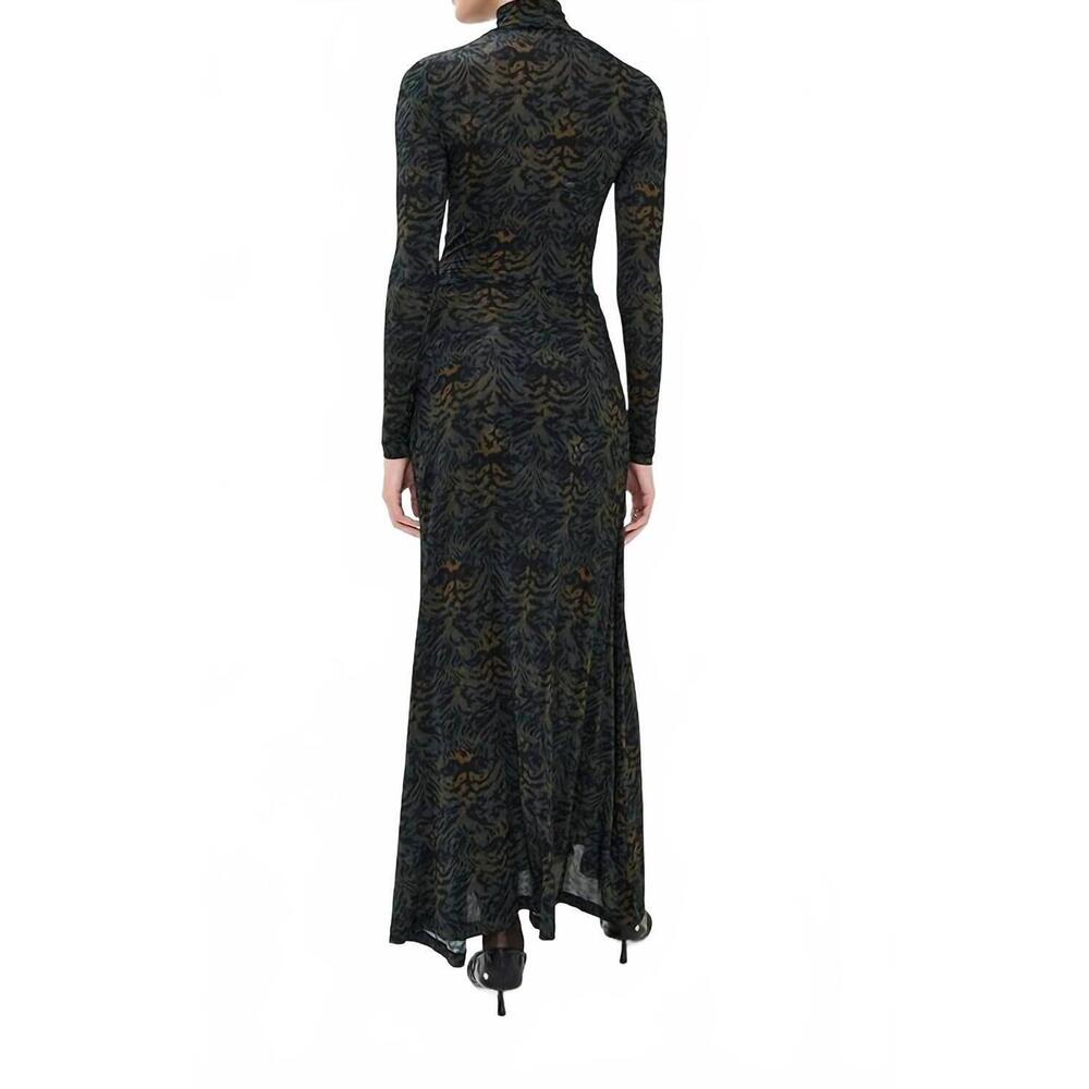 NEW ULLA JOHNSON koa jersey ruched front turtleneck dress in desert jasper - Picture 2 of 4